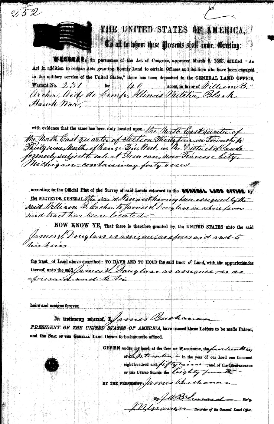 GLO land record 0122-252-39n-10w-34-nene — p. 1