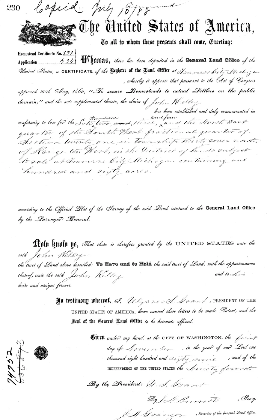 GLO land record MI2470__.230-37n-10w-21-3 — p. 1