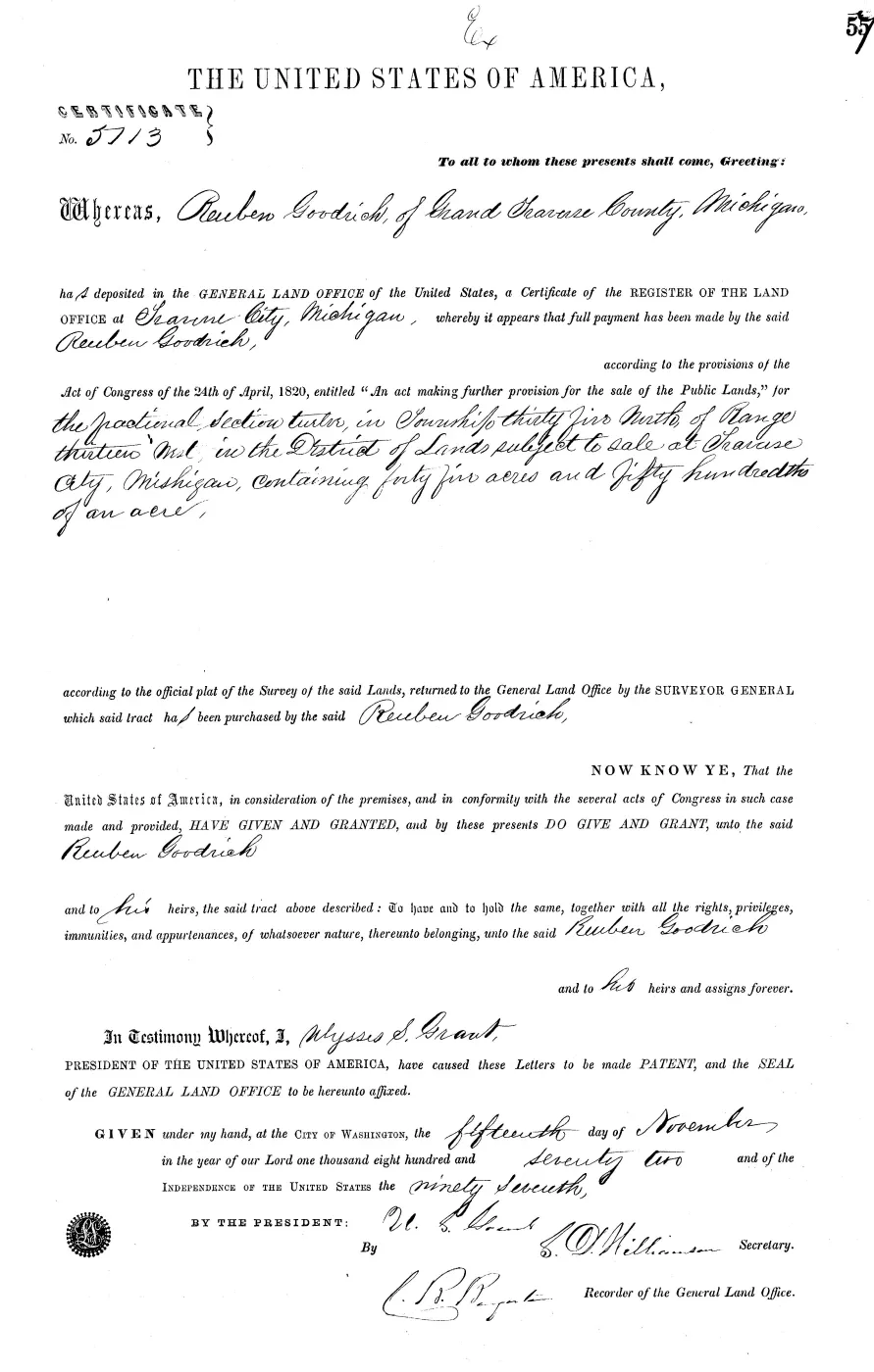 GLO land record MI2450__.057-35n-13w-12-section — p. 1