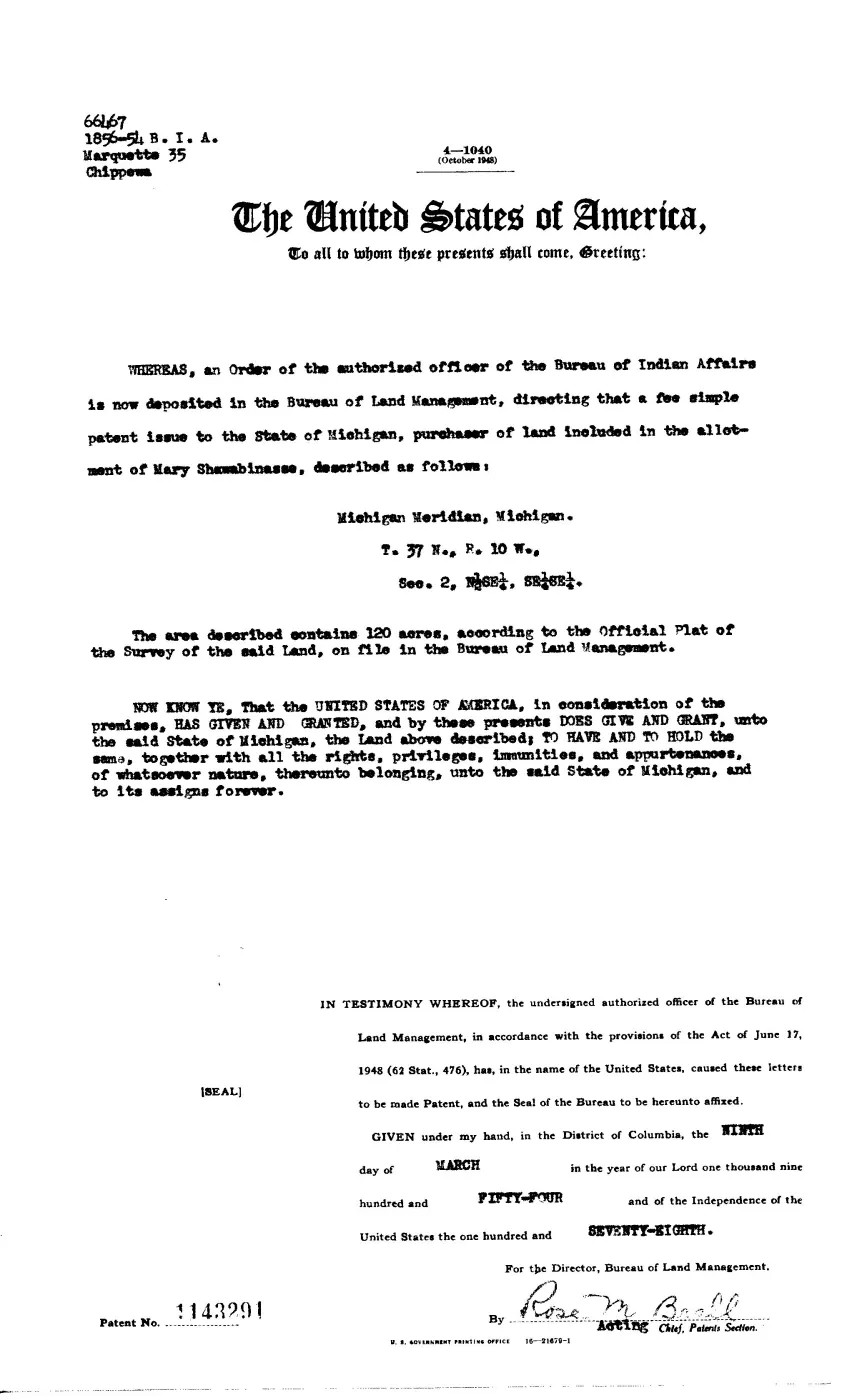 GLO land record 1143291-37n-10w-2-sese — p. 1