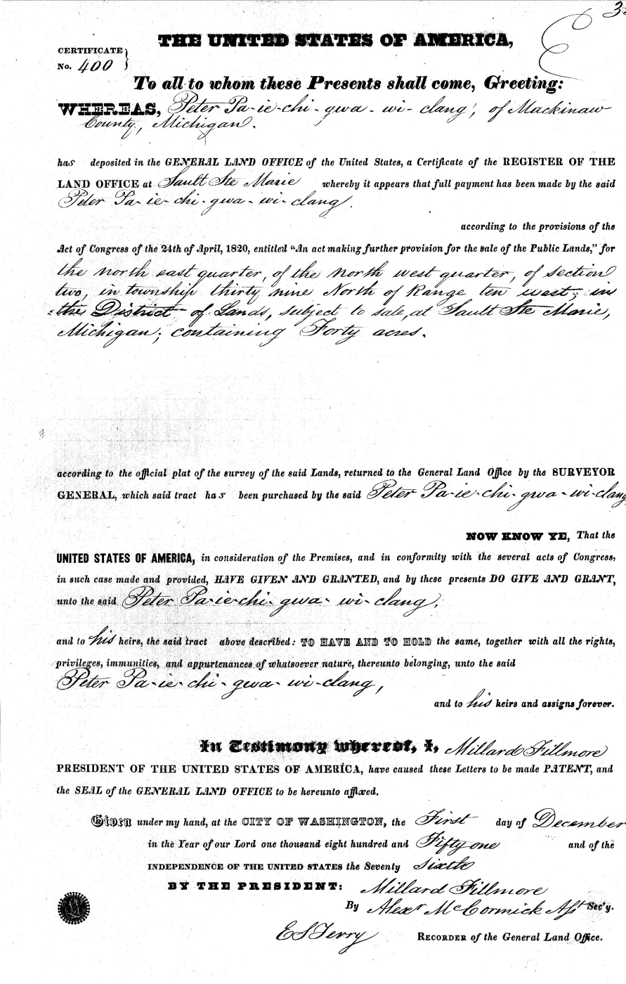 GLO land record MI1960__.353-39n-10w-2-nenw — p. 1