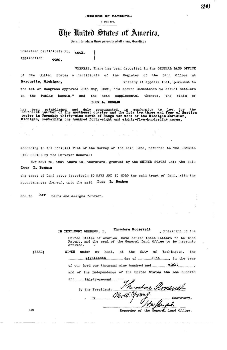 GLO land record 0790-390-39n-10w-12-2 — p. 1