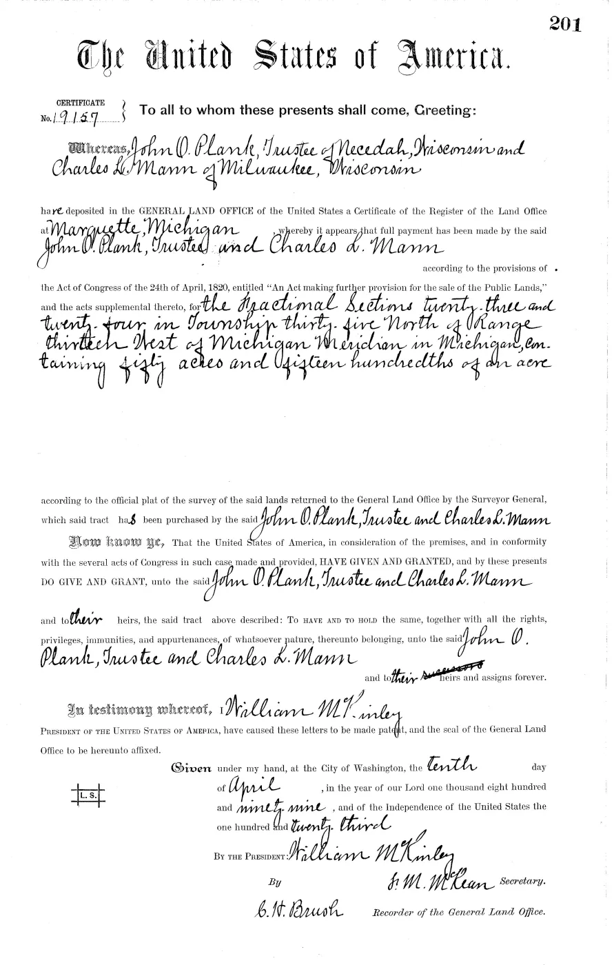 GLO land record MI1040__.201-35n-13w-23-section — p. 1