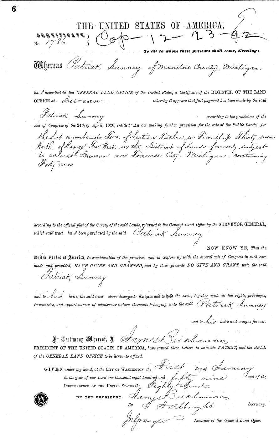 GLO land record MI2390__.006-37n-10w-12-2 — p. 1