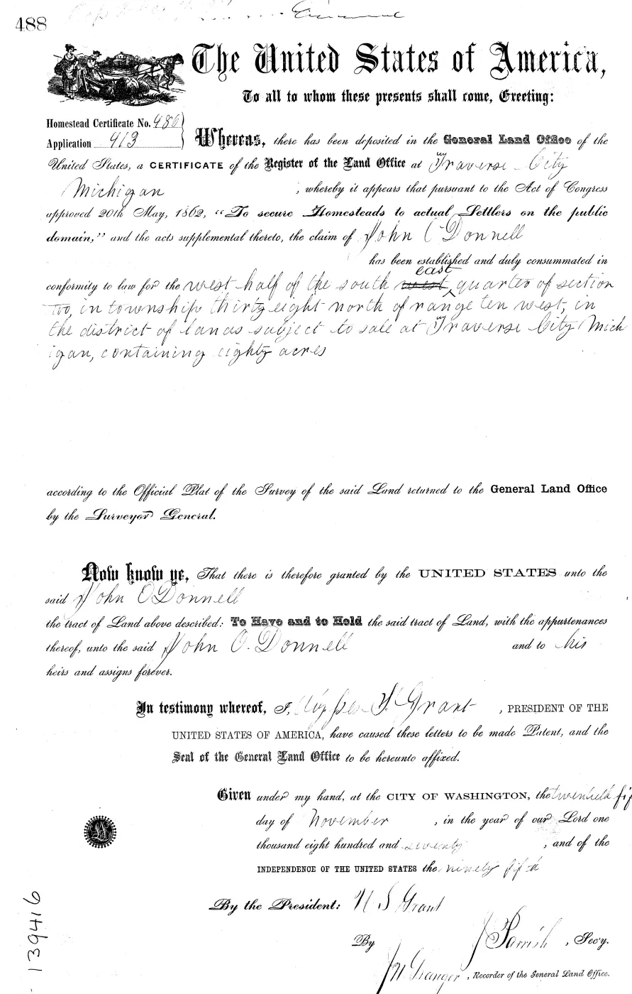 GLO land record MI2470__.488-38n-10w-2-w-se — p. 1