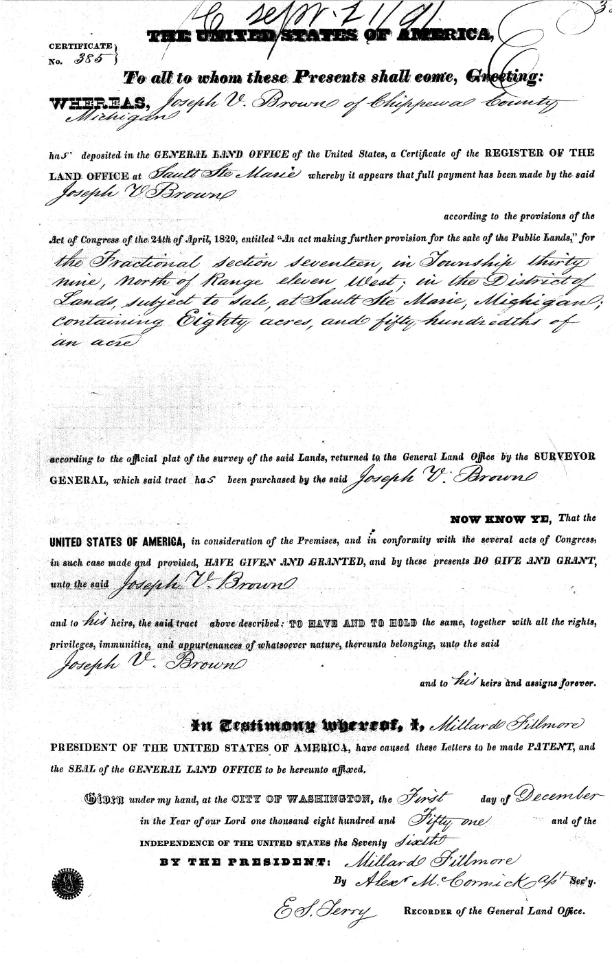 GLO land record MI1960__.339-39n-11w-17-section — p. 1