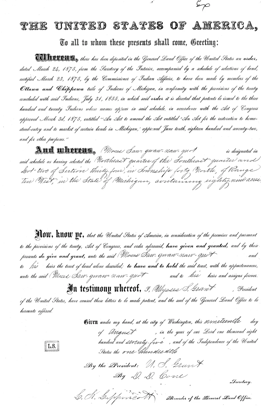 GLO land record MI3250__.279-40n-10w-34-2 — p. 1