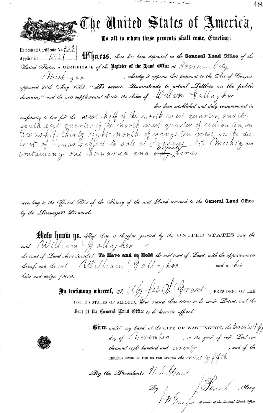 GLO land record MI2470__.485-38n-10w-10-senw — p. 1