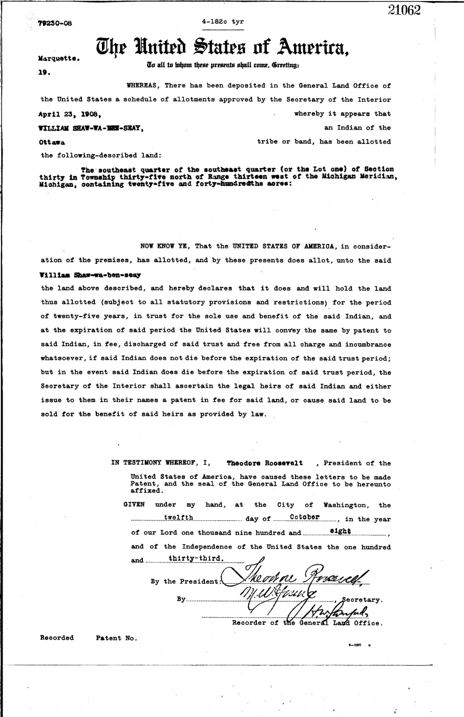 GLO land record 21062-35n-13w-30-1 — p. 1