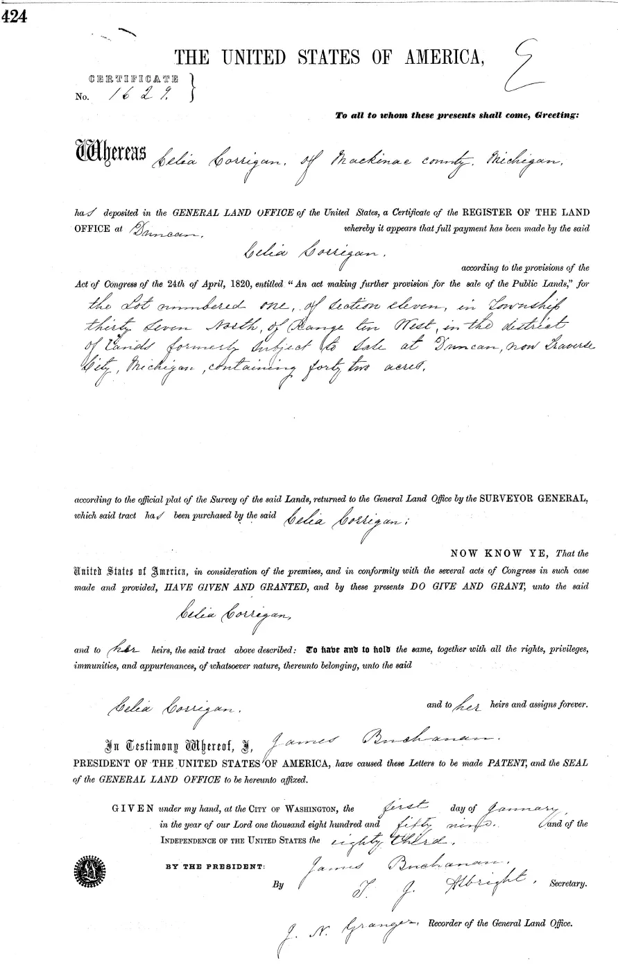 GLO land record MI2380__.424-37n-10w-11-1 — p. 1