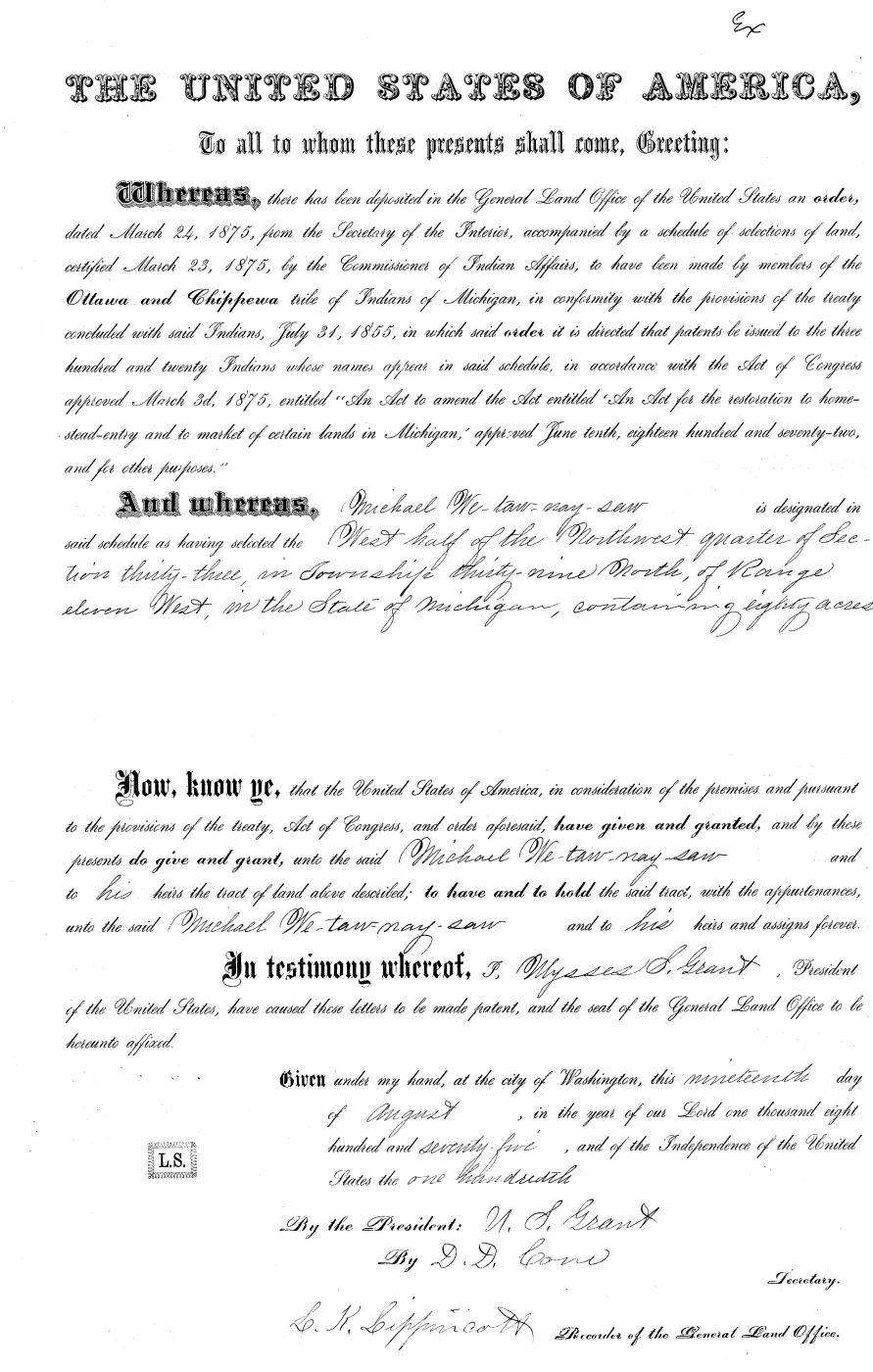 GLO land record MI3250__.317-39n-11w-33-w-nw — p. 1