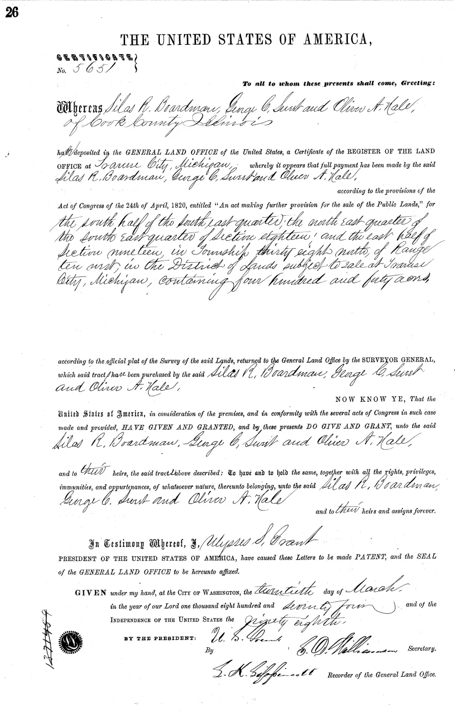 GLO land record MI2460__.026-38n-10w-18-s-se — p. 1