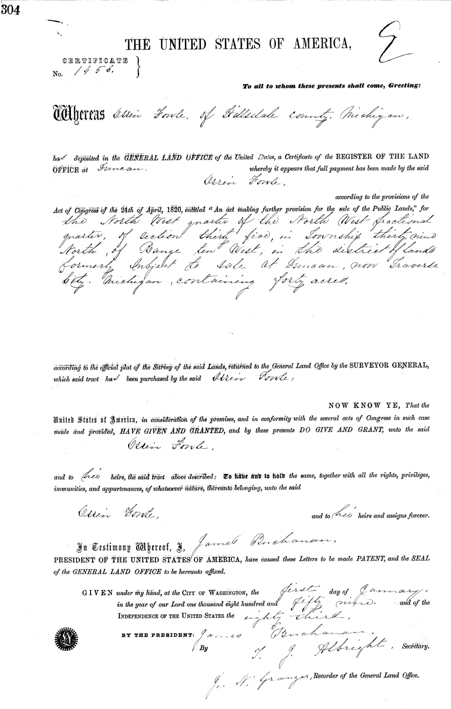 GLO land record MI2380__.304-39n-10w-35-nwnw — p. 1