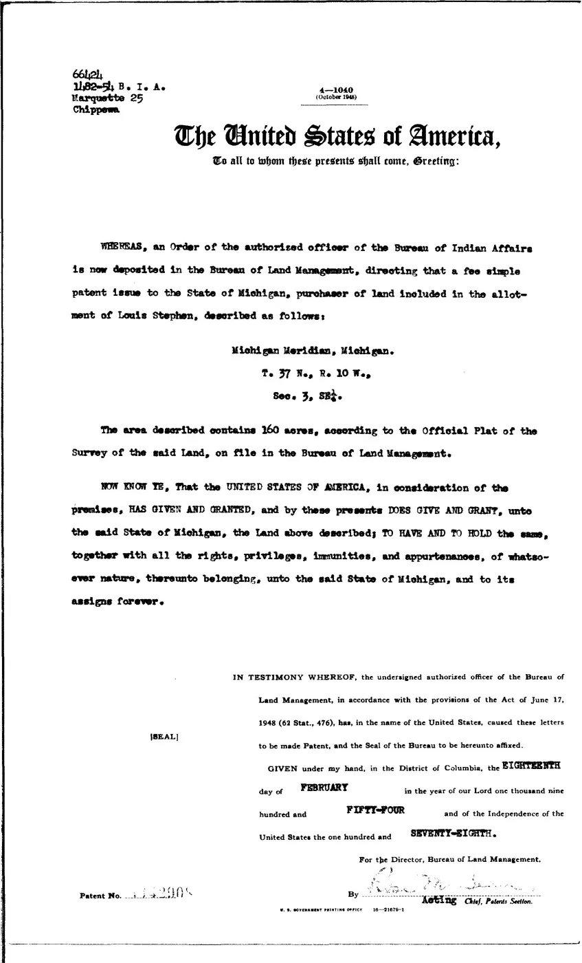 GLO land record 1142908-37n-10w-3-se — p. 1
