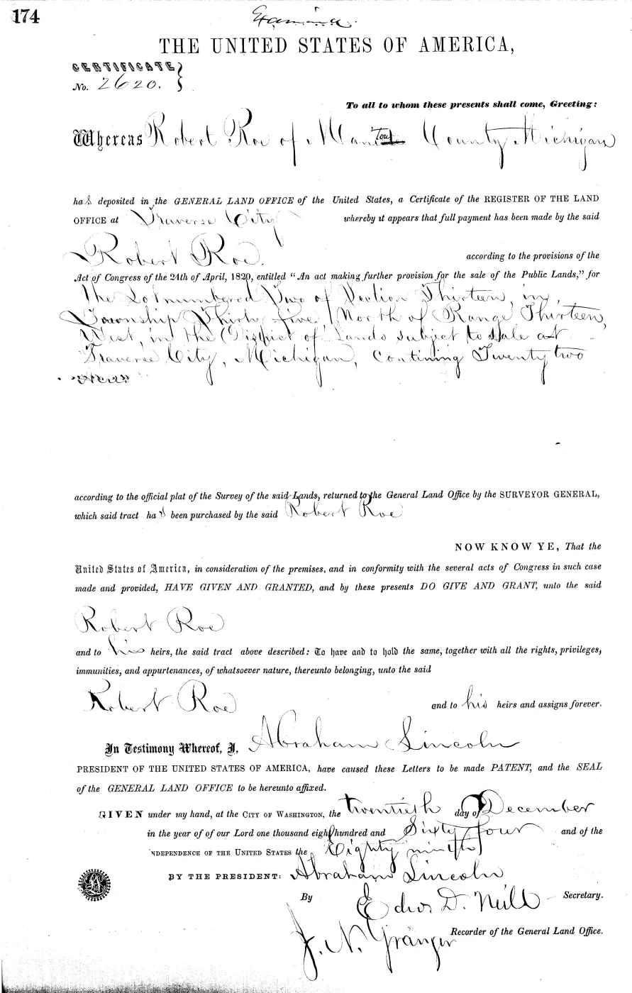 GLO land record MI2400__.174-35n-13w-13-2 — p. 1