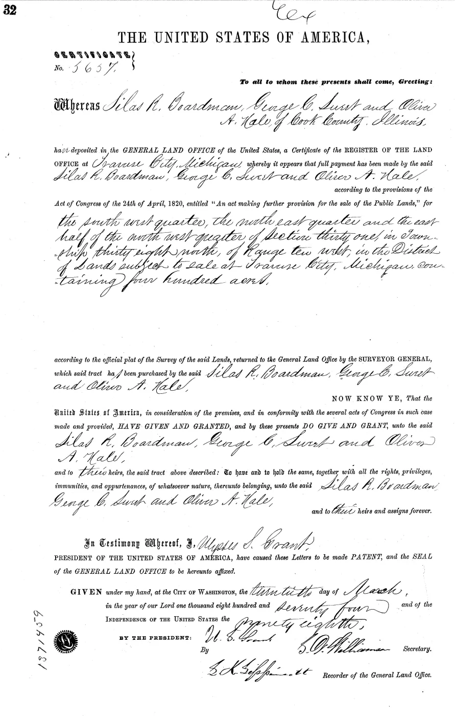 GLO land record MI2460__.032-38n-10w-31-ne — p. 1