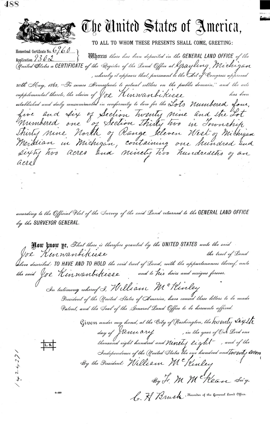 GLO land record MI3110__.488-39n-11w-29-5 — p. 1
