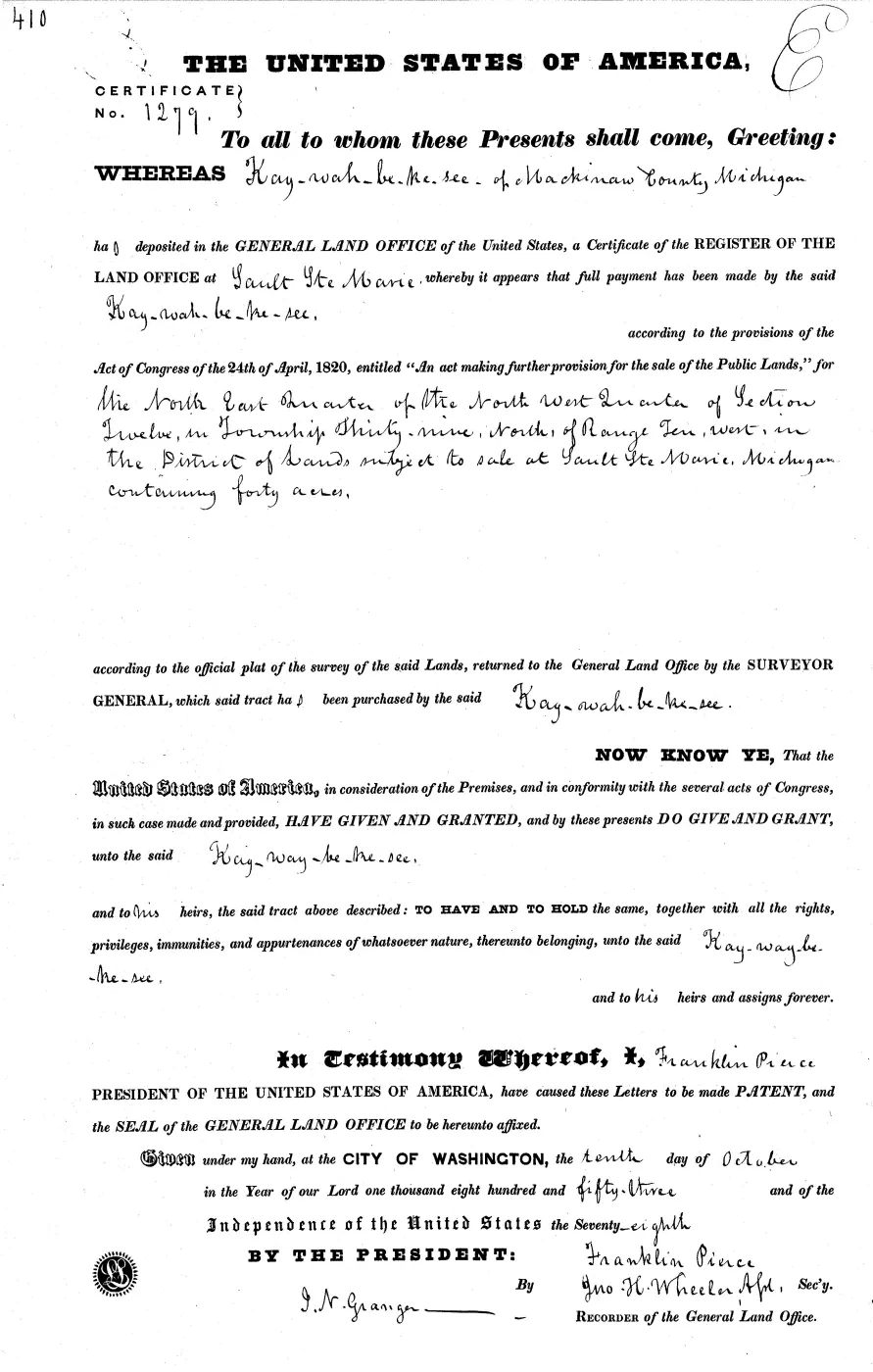 GLO land record MI1970__.410-39n-10w-12-nenw — p. 1