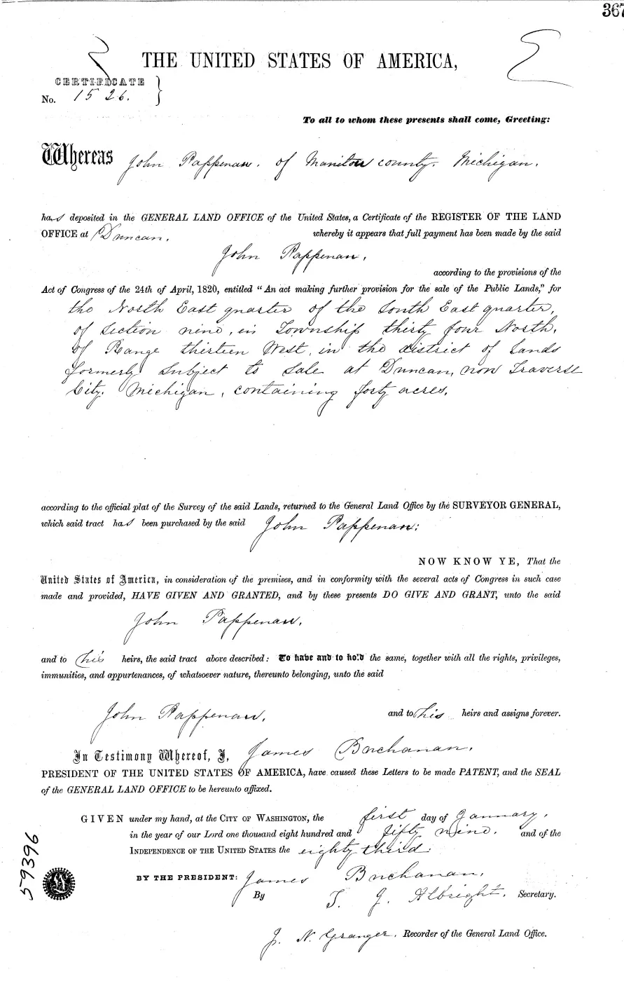 GLO land record MI2380__.367-34n-13w-9-nese — p. 1