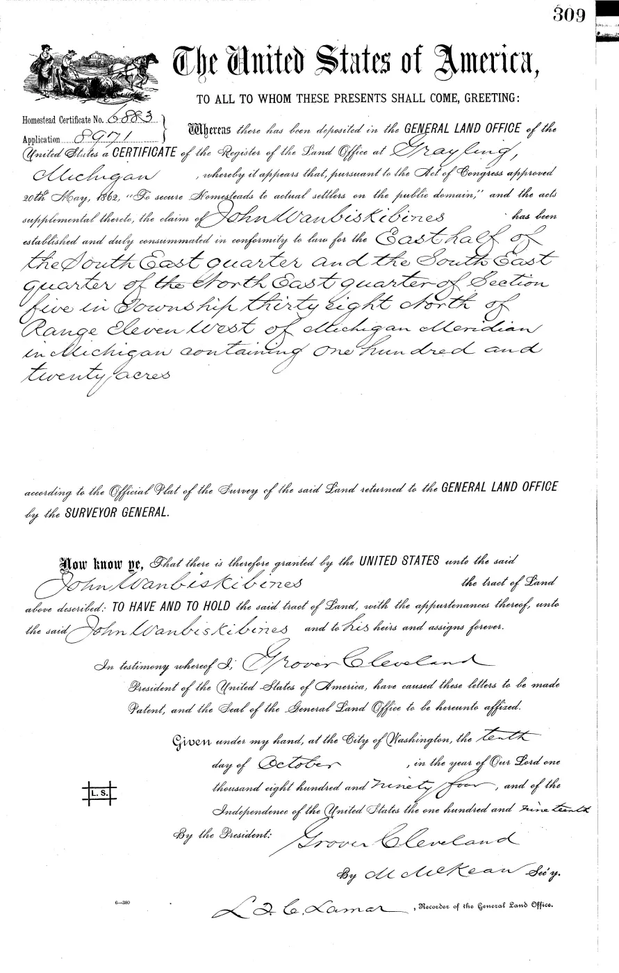 GLO land record MI3110__.309-38n-11w-5-sene — p. 1