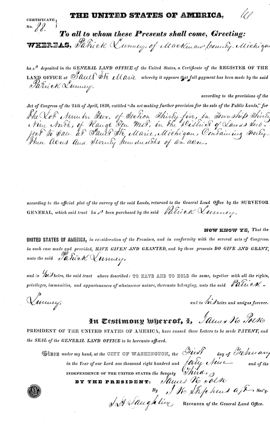 GLO land record MI1960__.089-39n-10w-35-2 — p. 1