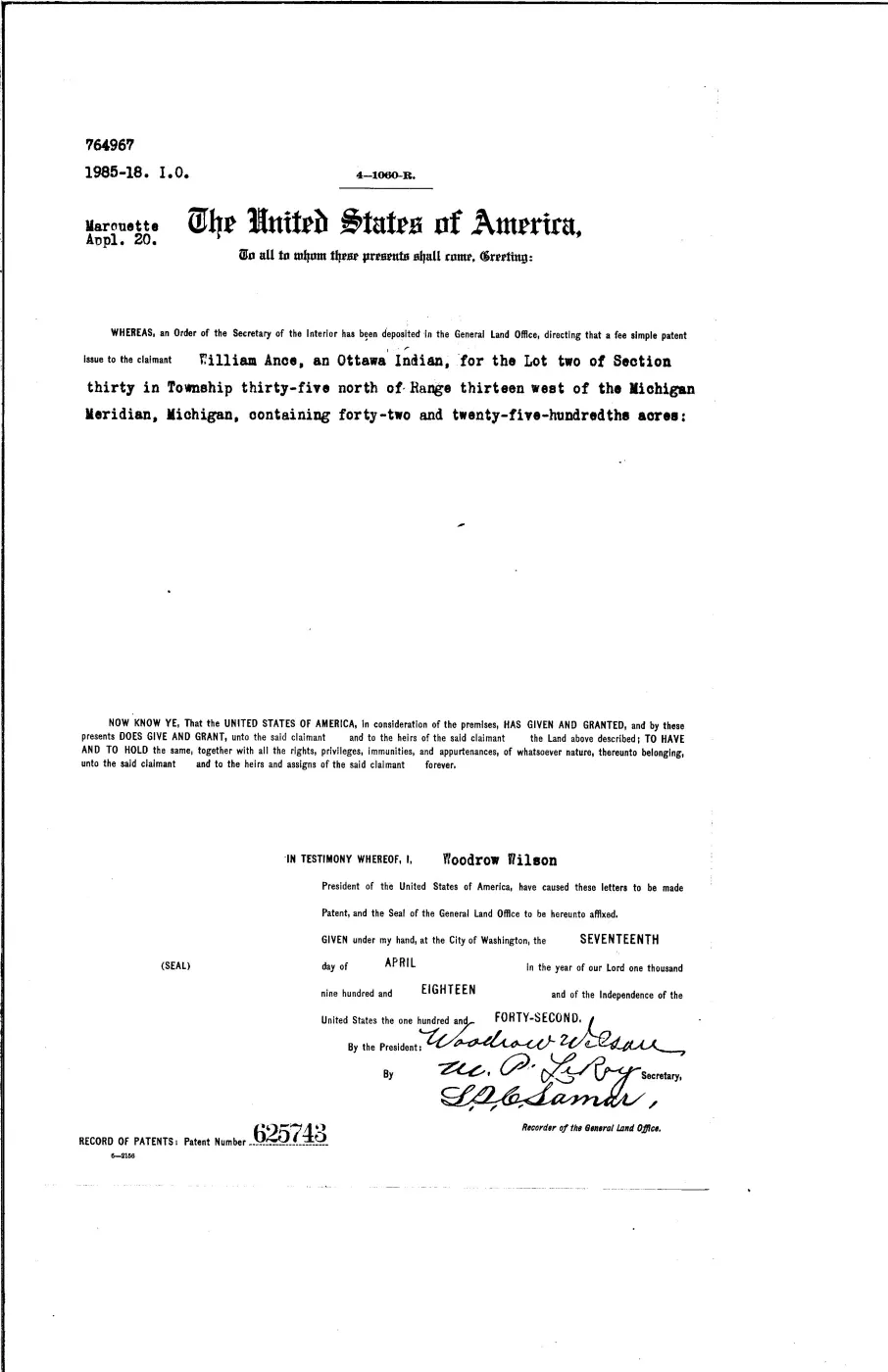 GLO land record 625743-35n-13w-30-2 — p. 1
