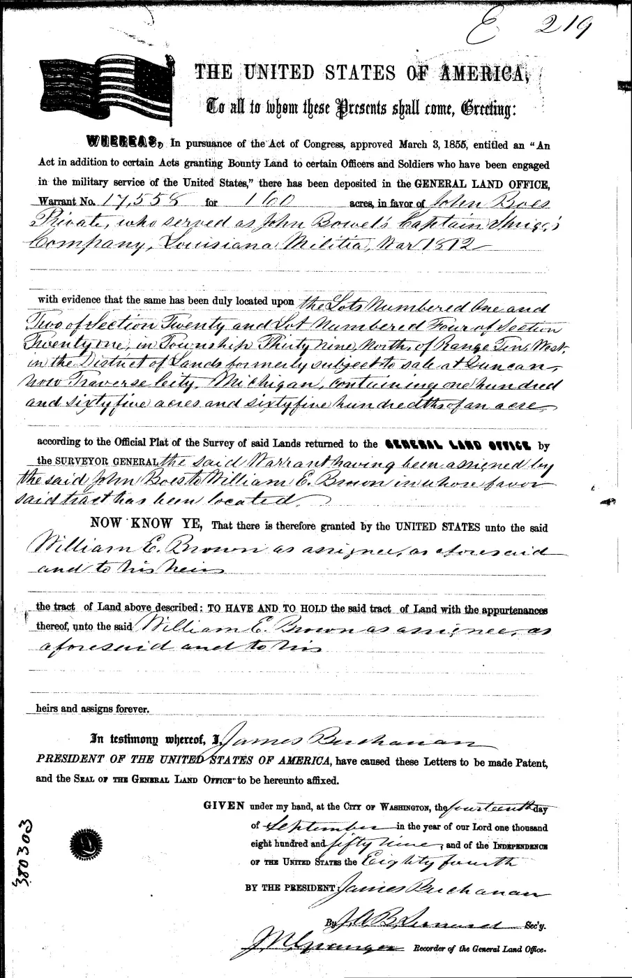 GLO land record 0122-219-39n-10w-21-4 — p. 1