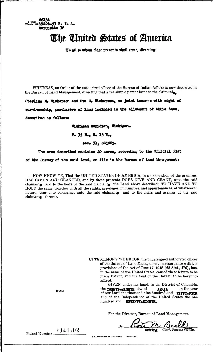 GLO land record 1144102-35n-13w-31-sene — p. 1