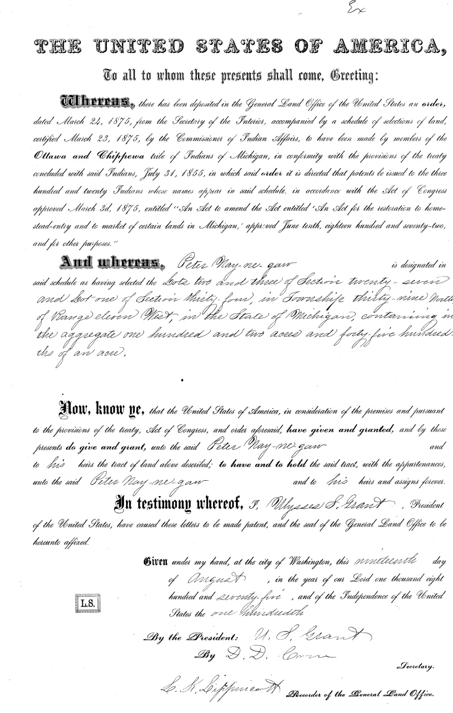GLO land record MI3250__.303-39n-11w-27-3 — p. 1