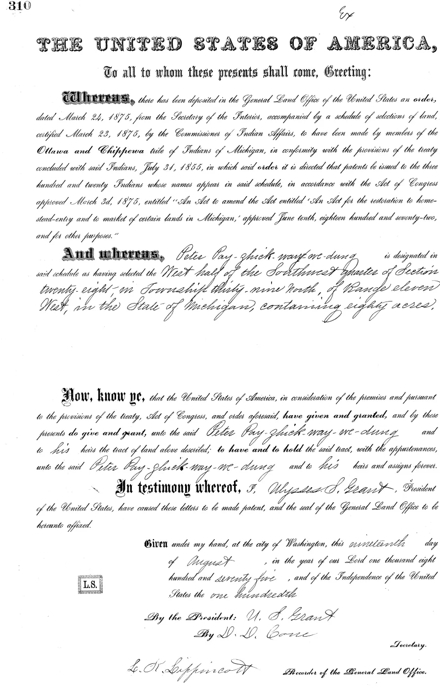 GLO land record MI3250__.310-39n-11w-28-w-sw — p. 1