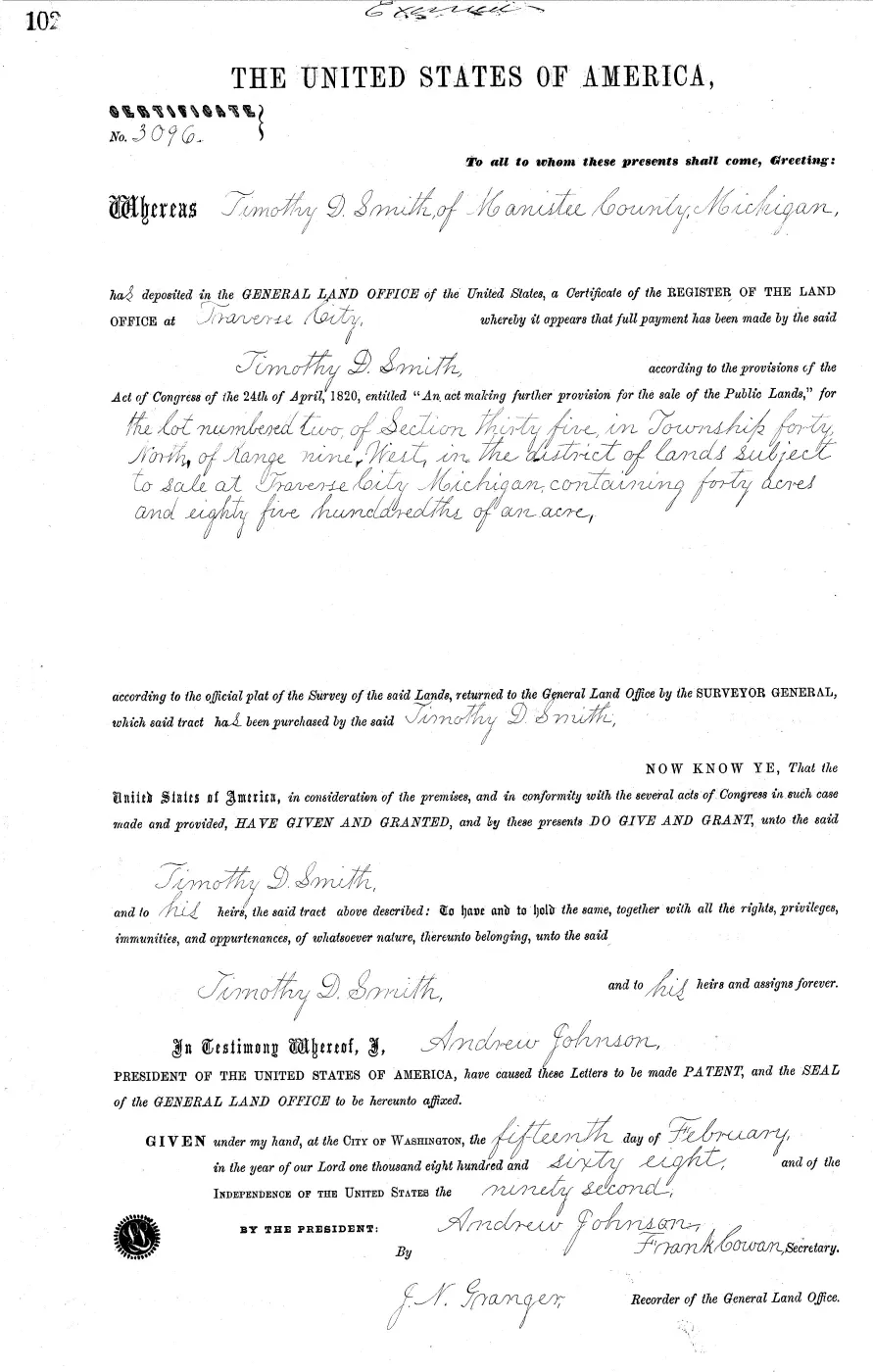 GLO land record MI2410__.102-40n-9w-35-2 — p. 1