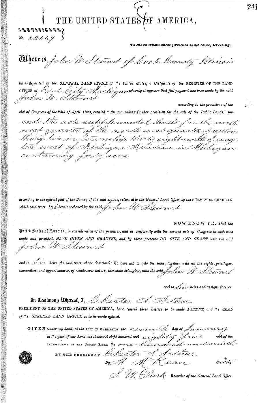 GLO land record MI2950__.241-38n-10w-32-nwnw — p. 1