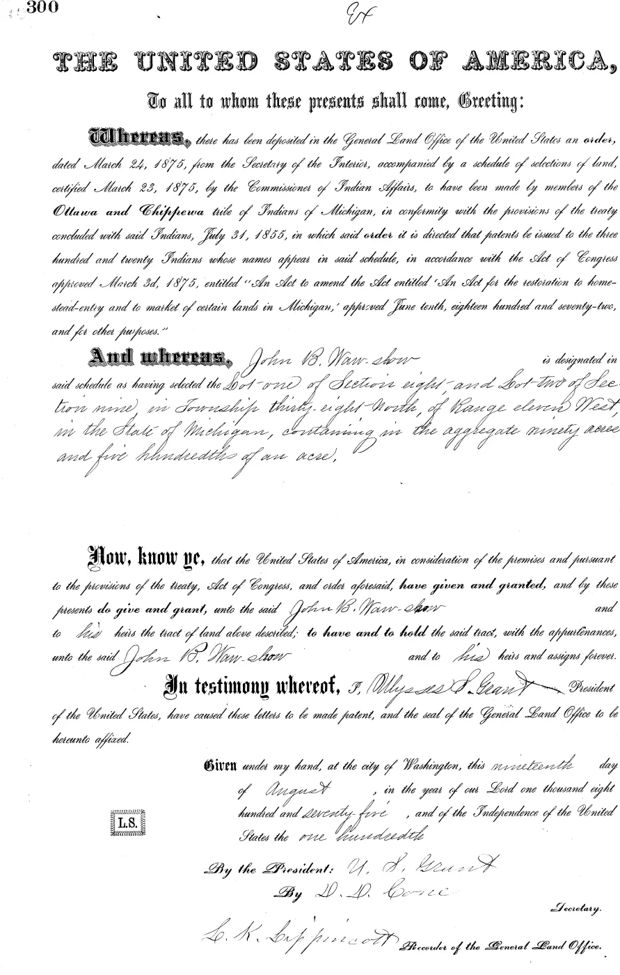GLO land record MI3250__.300-38n-11w-9-2 — p. 1