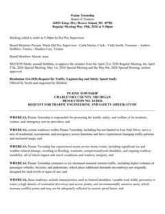Peaine Township traffic-engineering and safety study request, 2026 — p. 1