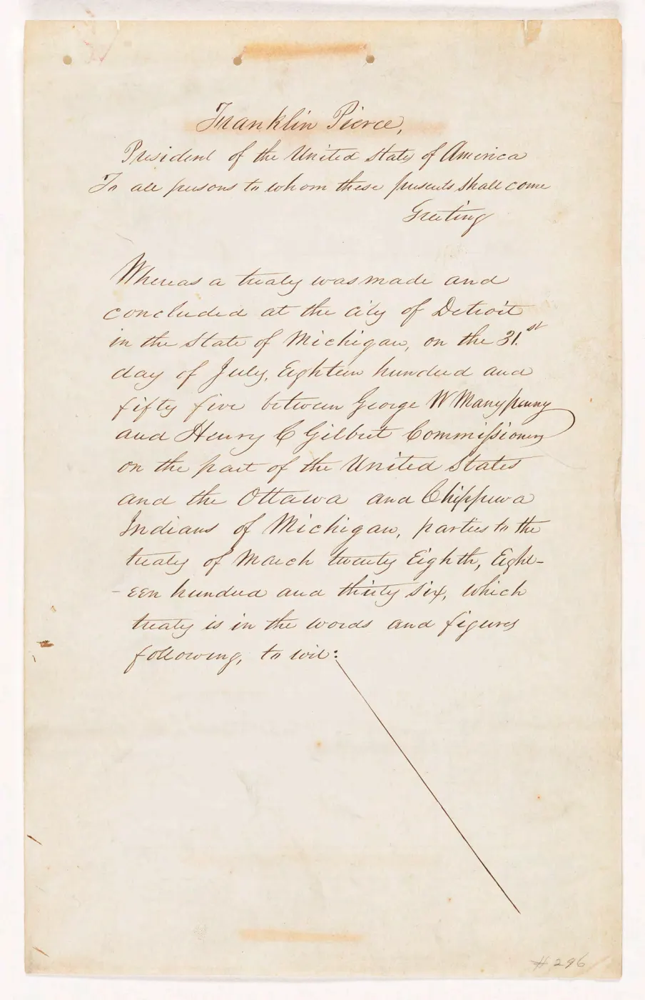 Treaty of Detroit with the Ottawa and Chippewa, 1855 — p. 1