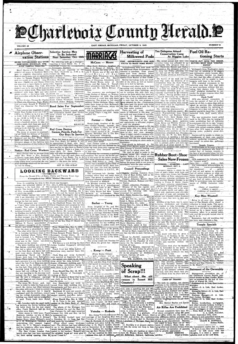 Michigan Conservation Commission Beaver Island Deer Closure Order, 1938 — p. 1