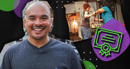 Collage of images featuring a smiling man and a certificate