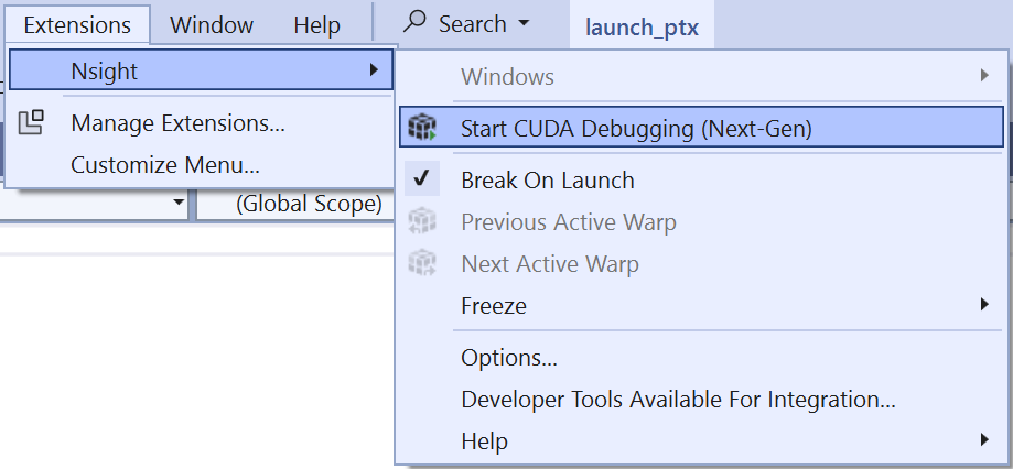 overview cuda  nvse start debugging