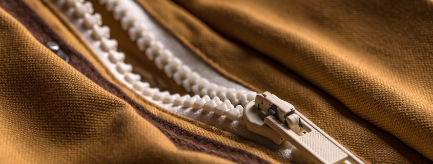 Zipper on brown coat