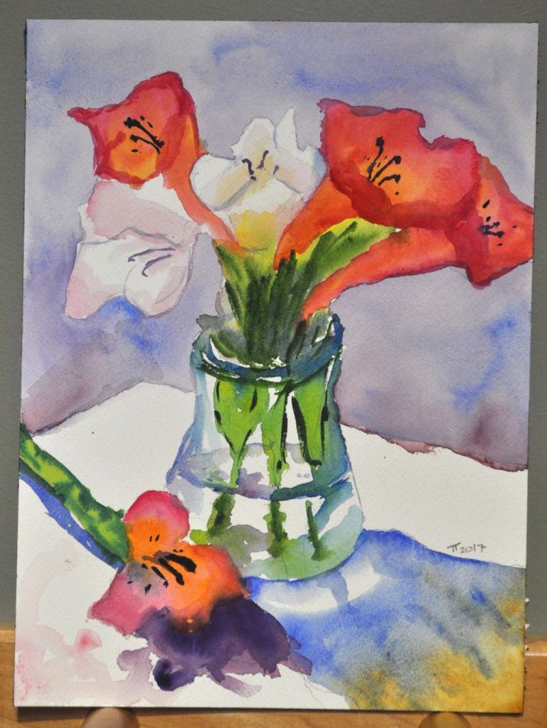 Vase and Flowers painting, signed