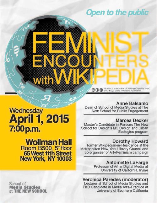 Feminist Encounters with Wikipedia Panel Discussion  | Events Calendar