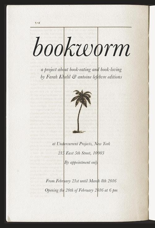 bookworm A project by Farah Khelil & antoine lefebvre editions | Events Calendar