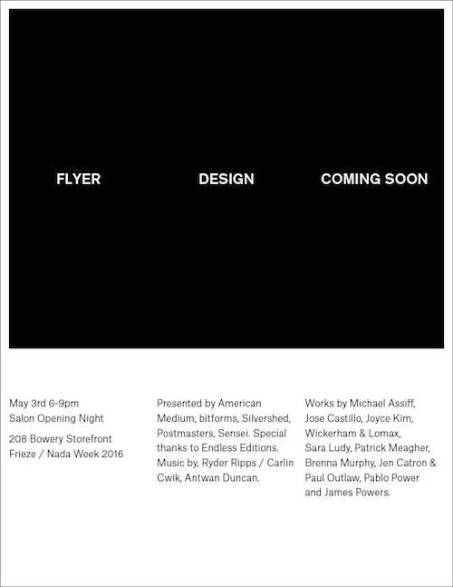 208 Bowery Storefront Frieze/Nada Week 2016 | Events Calendar