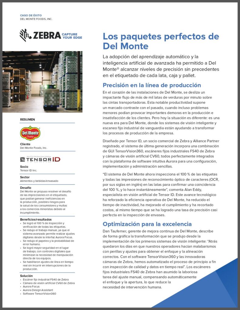 Del Monte® alcanza mayor precisión en el etiquetado y garantiza el control de calidad