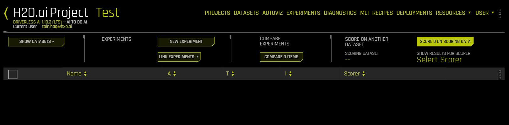Empty project page