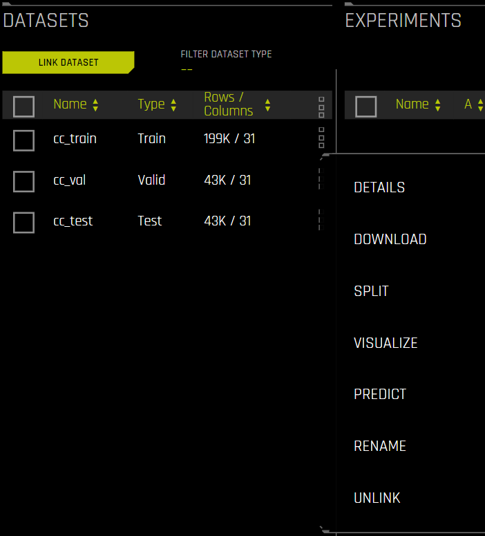 Link dataset options