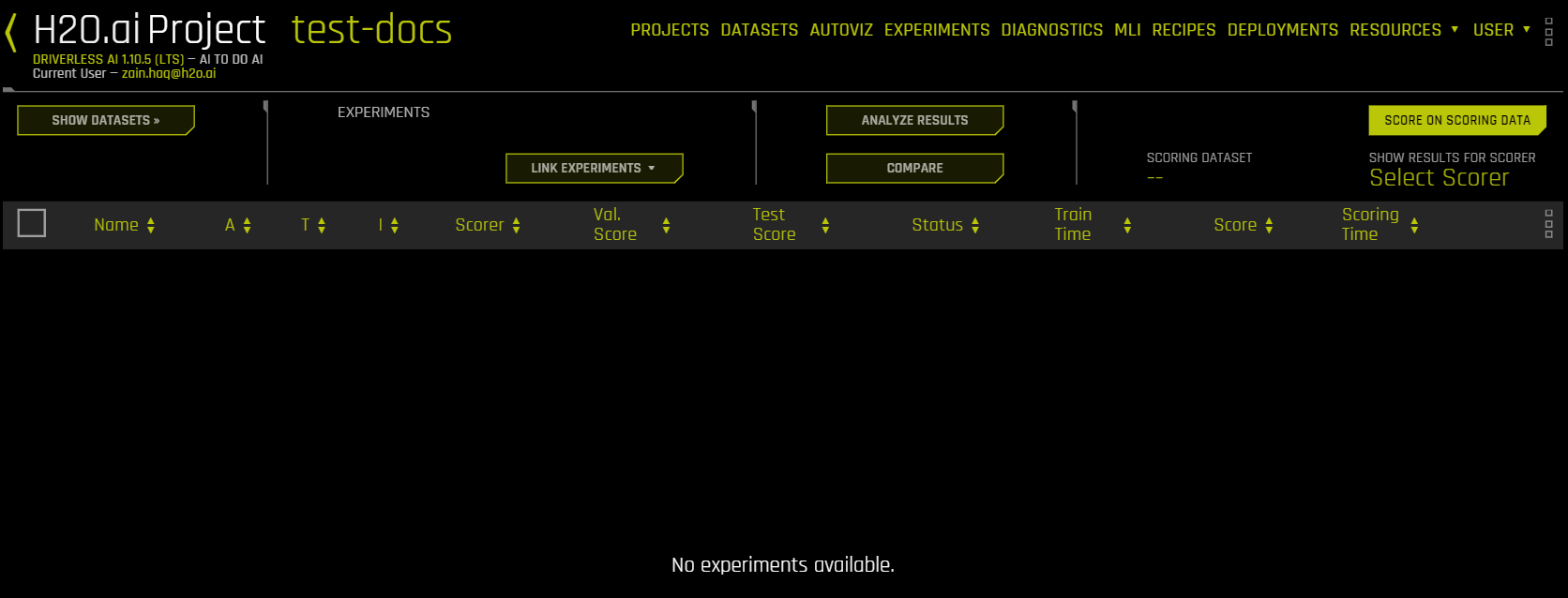 Empty project page
