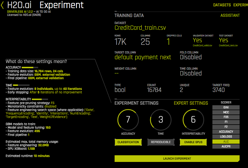 Experiment settings