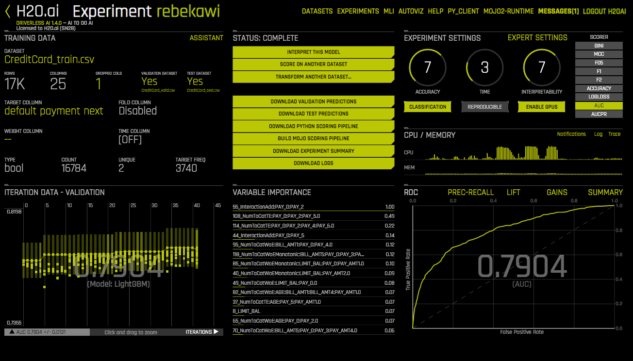 Experiments — Using Driverless AI 1.4.1 documentation