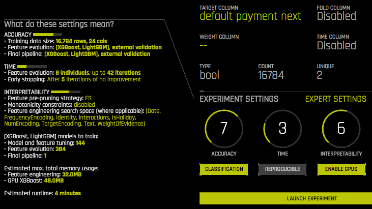 Experiment preview